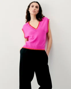FROM FUTURE Pull Sans Manche Bicolore TropicalPink Cheap