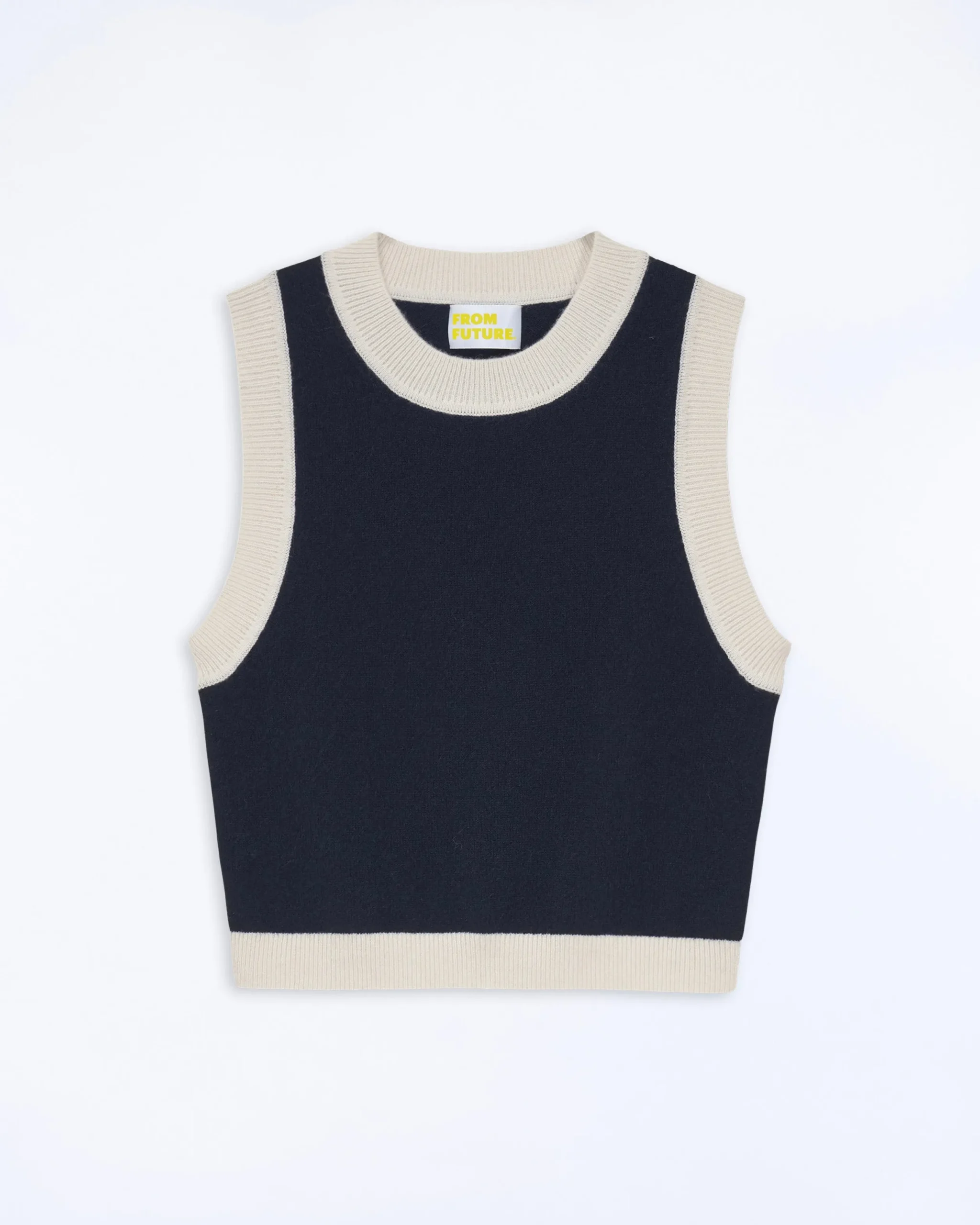 FROM FUTURE Pull Sans Manche Bicolore Navy New