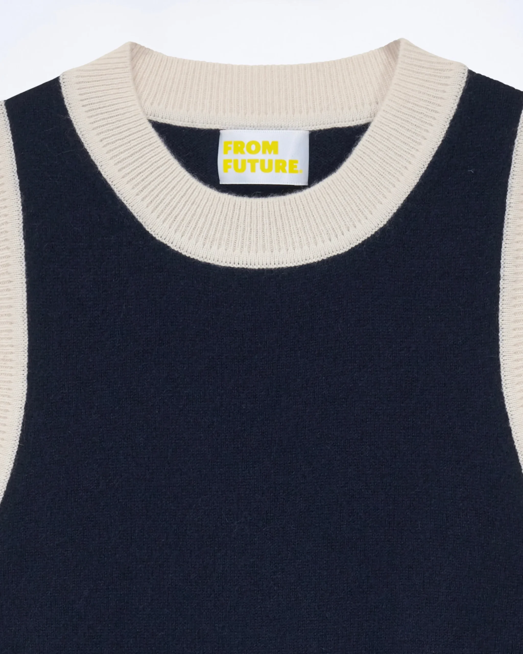 FROM FUTURE Pull Sans Manche Bicolore Navy New