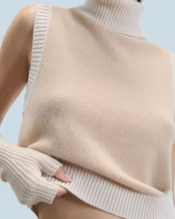 FROM FUTURE Pull Sans Manches Beige Sale