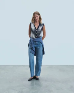 FROM FUTURE Pull Sans Manches Navy Outlet
