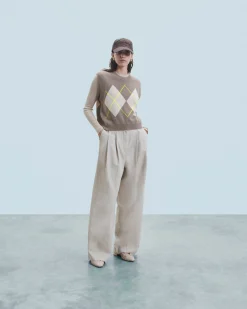 FROM FUTURE Pull Sans Manches à Motif Losange Taupe Online