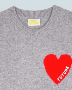 FROM FUTURE Pull Sans Manches Coeur Léger GrisChinéFoncé Discount