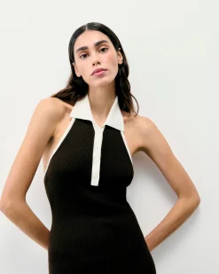 FROM FUTURE Robe Courte Bretelle Chocolat Sale