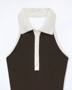 FROM FUTURE Robe Courte Bretelle Chocolat Sale