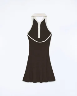 FROM FUTURE Robe Courte Bretelle Chocolat Sale