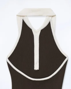 FROM FUTURE Robe Courte Bretelle Chocolat Sale