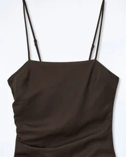 FROM FUTURE Robe Courte Bretelle Rivka Chocolat Clearance