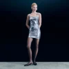 FROM FUTURE Robe Courte Bretelle Sequins Silver Best Sale