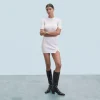 FROM FUTURE Robe Courte Manche Courte Manches 3/4 Sable Cheap