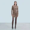FROM FUTURE Robe Courte Manche Longue Jersey HotLeopard New