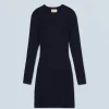 FROM FUTURE Robe Courte Manche Longue Metallisé Navy Sale