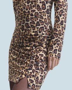 FROM FUTURE Robe Courte Manche Longue Jersey HotLeopard New