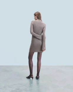 FROM FUTURE Robe Courte Manche Longue Taupe Cheap