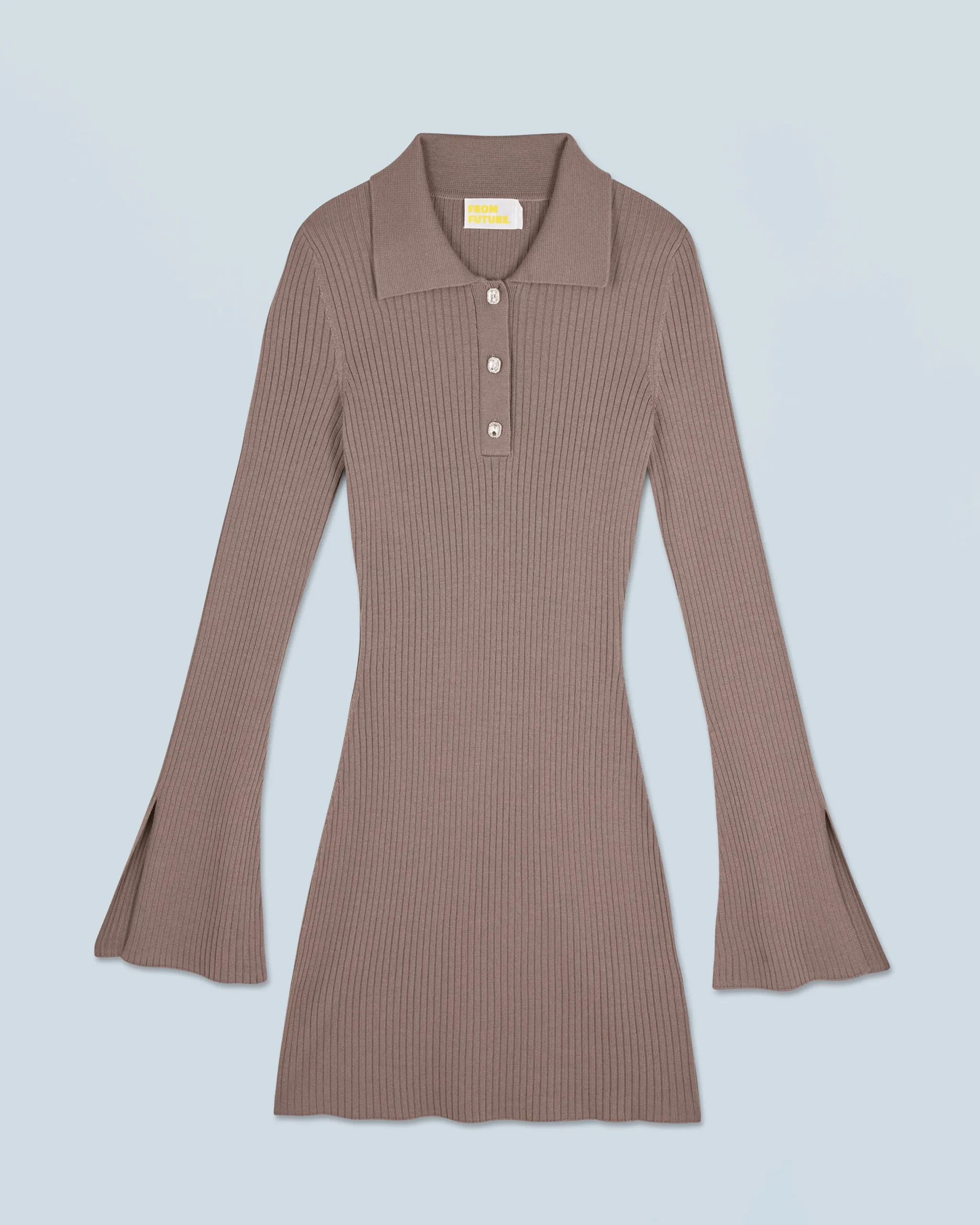 FROM FUTURE Robe Courte Manche Longue Taupe Cheap