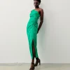 FROM FUTURE Robe Longue Asymétrique Adele VertJacquard Flash Sale