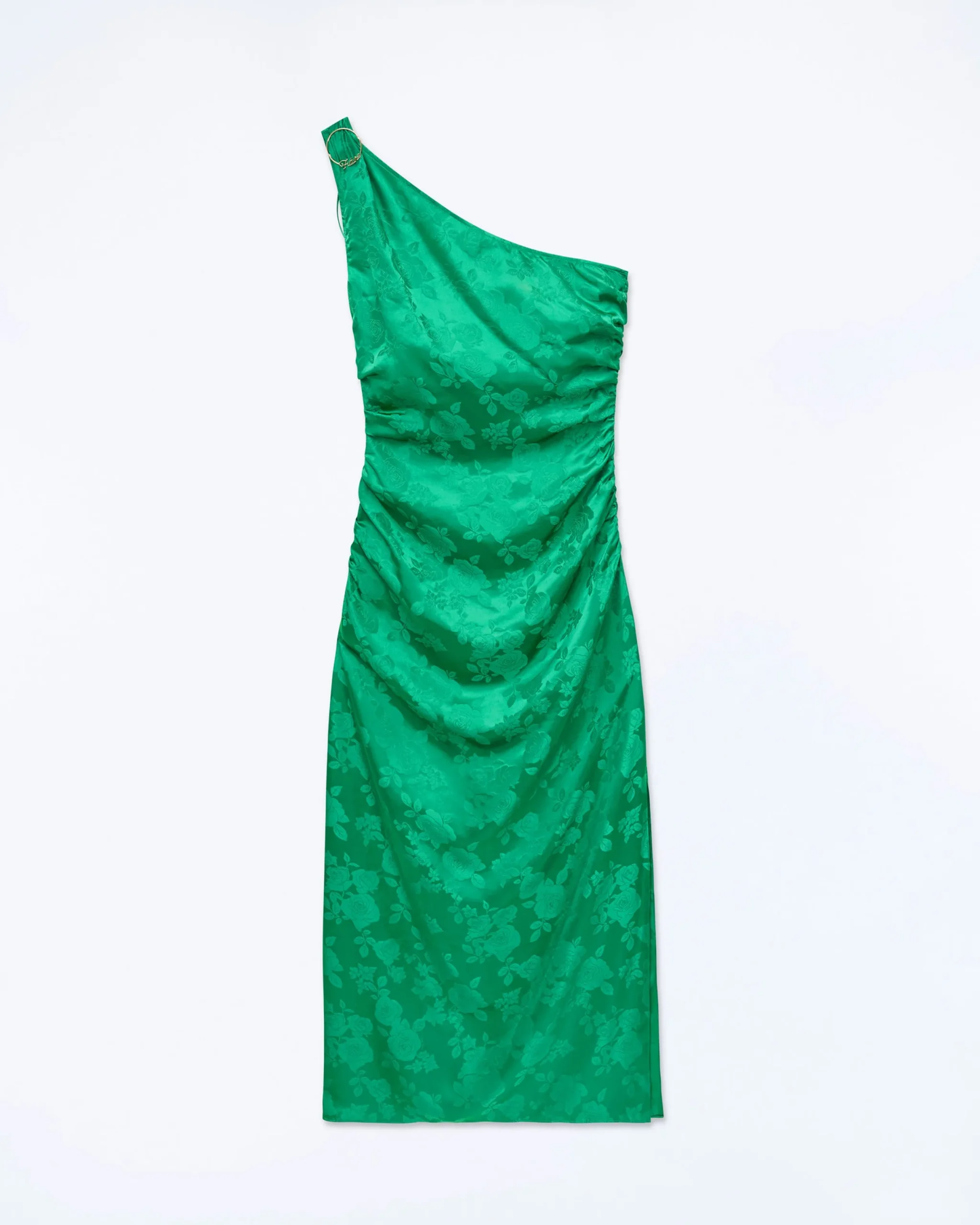 FROM FUTURE Robe Longue Asymétrique Adele VertJacquard Flash Sale