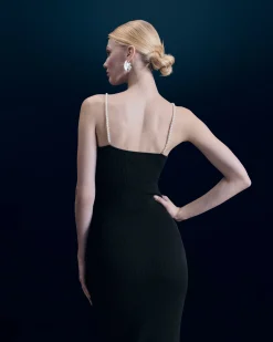 FROM FUTURE Robe Longue Bretelle Noir Outlet