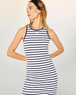 FROM FUTURE Robe Longue Bretelle Ecru/Navy Best