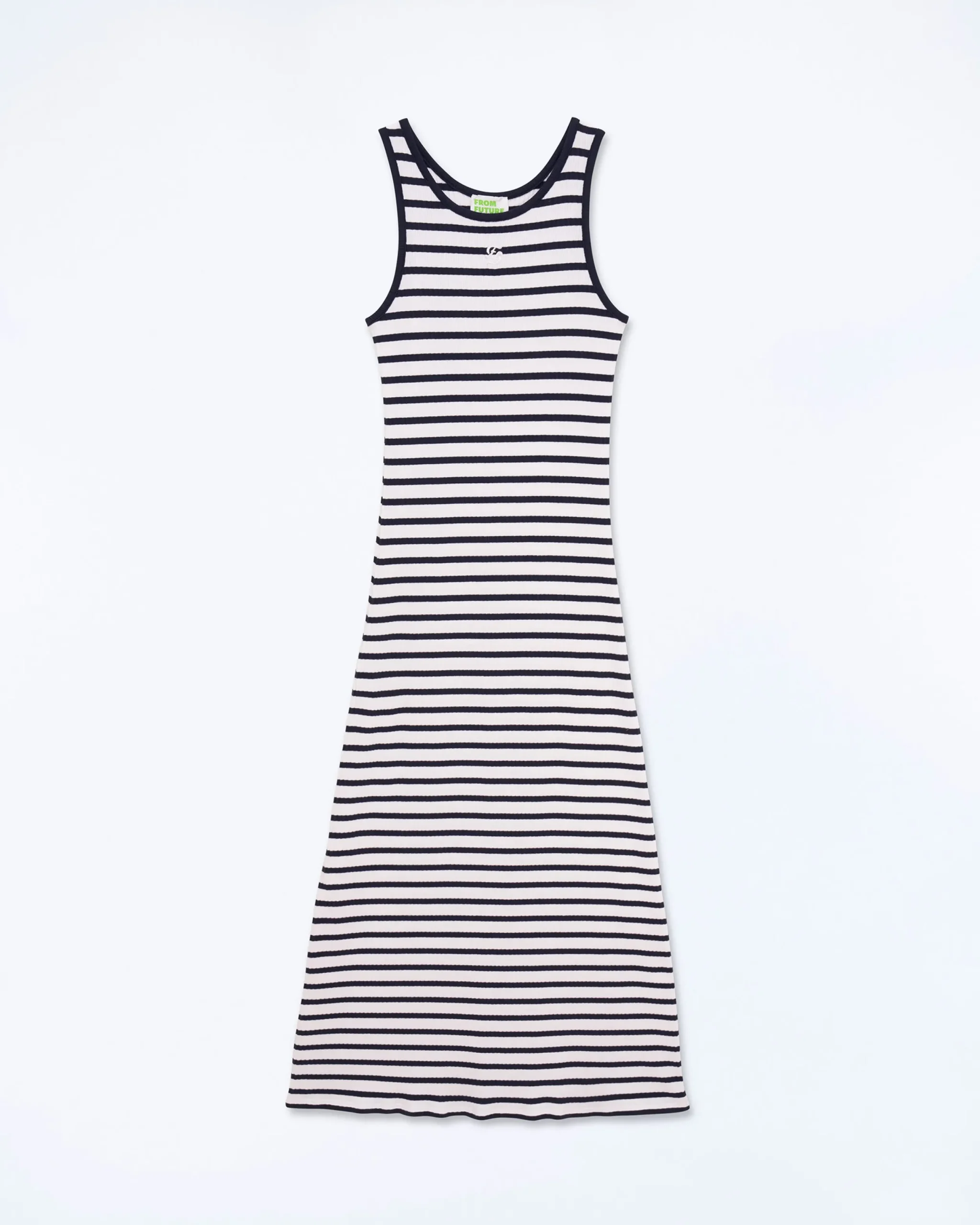 FROM FUTURE Robe Longue Bretelle Ecru/Navy Best