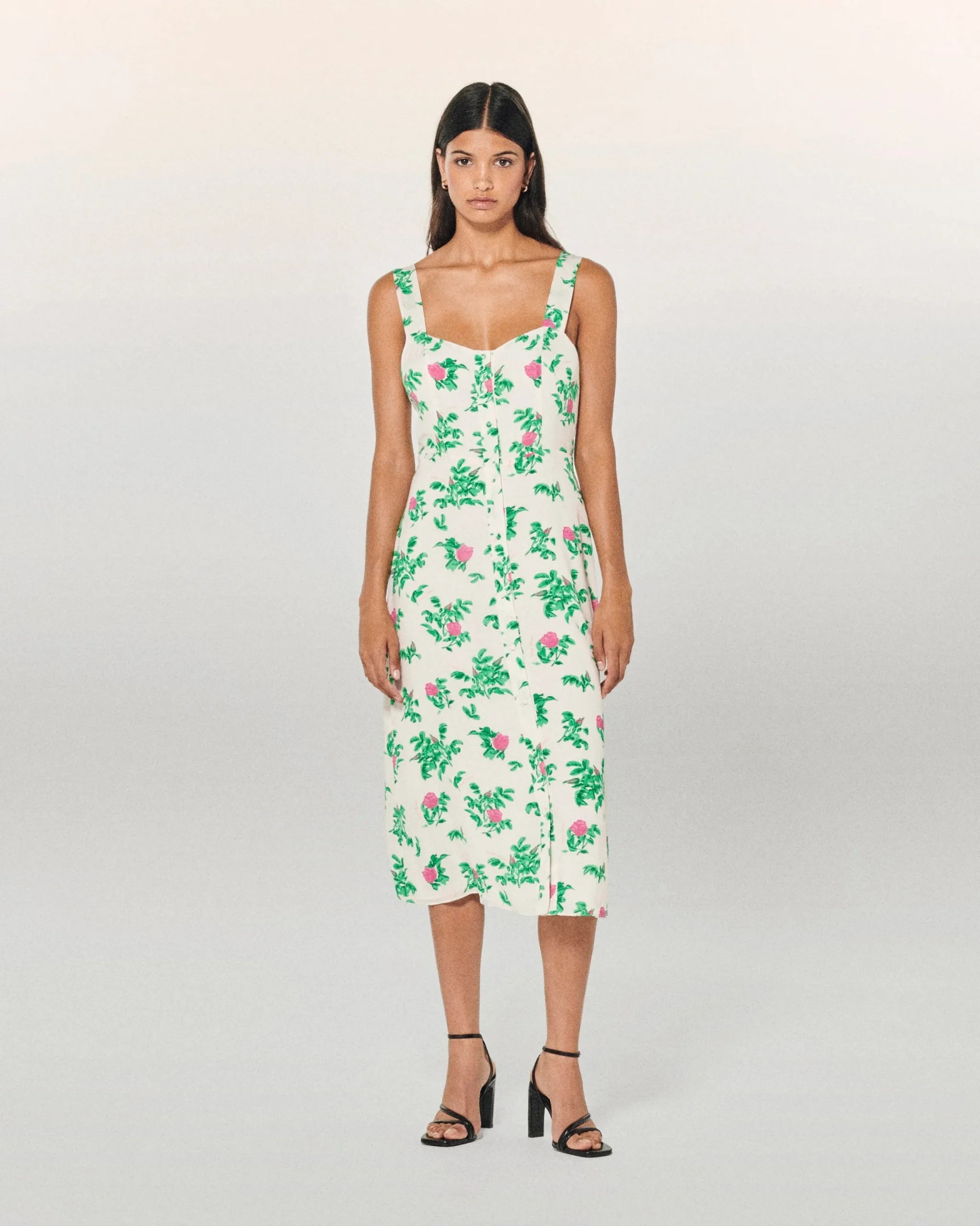 FROM FUTURE Robe Longue Bretelle Leatitia SpringFlower Hot