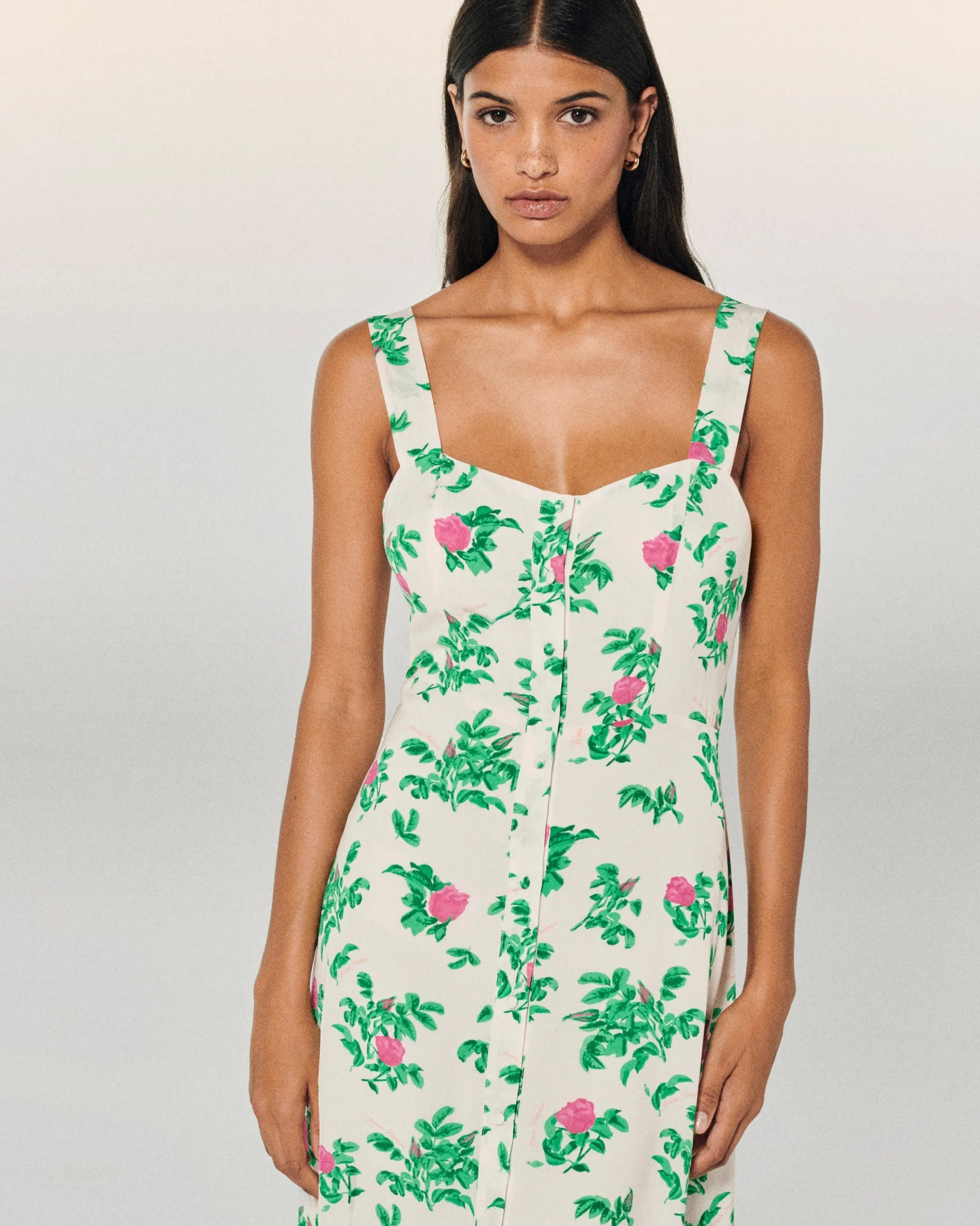 FROM FUTURE Robe Longue Bretelle Leatitia SpringFlower Hot