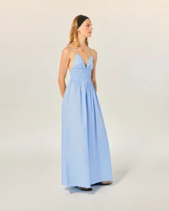 FROM FUTURE Robe Longue Bretelle Liah BabyBlue Flash Sale