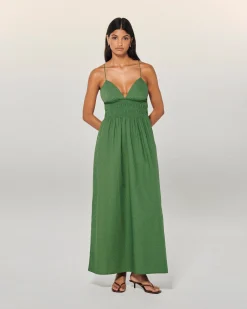 FROM FUTURE Robe Longue Bretelle Liah Kaki Sale