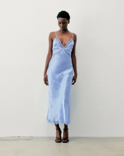 FROM FUTURE Robe Longue Bretelle Lila BabyBlue Best Sale