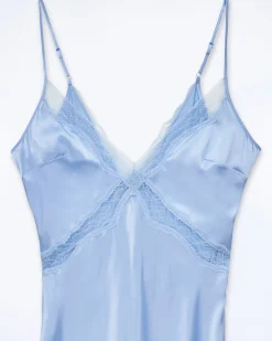 FROM FUTURE Robe Longue Bretelle Lila BabyBlue Best Sale