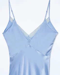 FROM FUTURE Robe Longue Bretelle Lila BabyBlue Best Sale