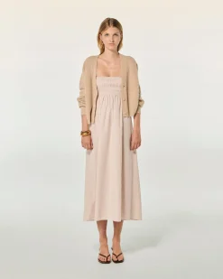 FROM FUTURE Robe Longue Bretelle Mara BeigeRayé Best Sale
