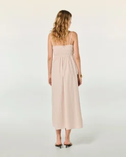 FROM FUTURE Robe Longue Bretelle Mara BeigeRayé Best Sale