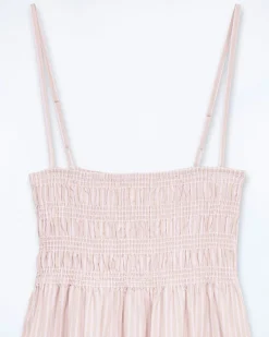 FROM FUTURE Robe Longue Bretelle Mara BeigeRayé Best Sale