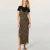 FROM FUTURE Robe Longue Bretelle Mousseline WinterLeopard Best Sale