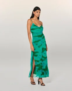 FROM FUTURE Robe Longue Bretelle Mousseline MarvelousGreen Fashion