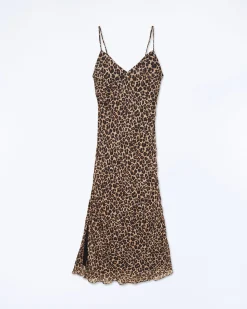 FROM FUTURE Robe Longue Bretelle Mousseline WinterLeopard Best Sale