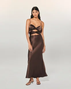 FROM FUTURE Robe Longue Bretelle Naia Chocolat Shop