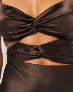 FROM FUTURE Robe Longue Bretelle Naia Chocolat Shop