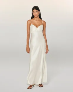 FROM FUTURE Robe Longue Bretelle Rosa Ecru Hot