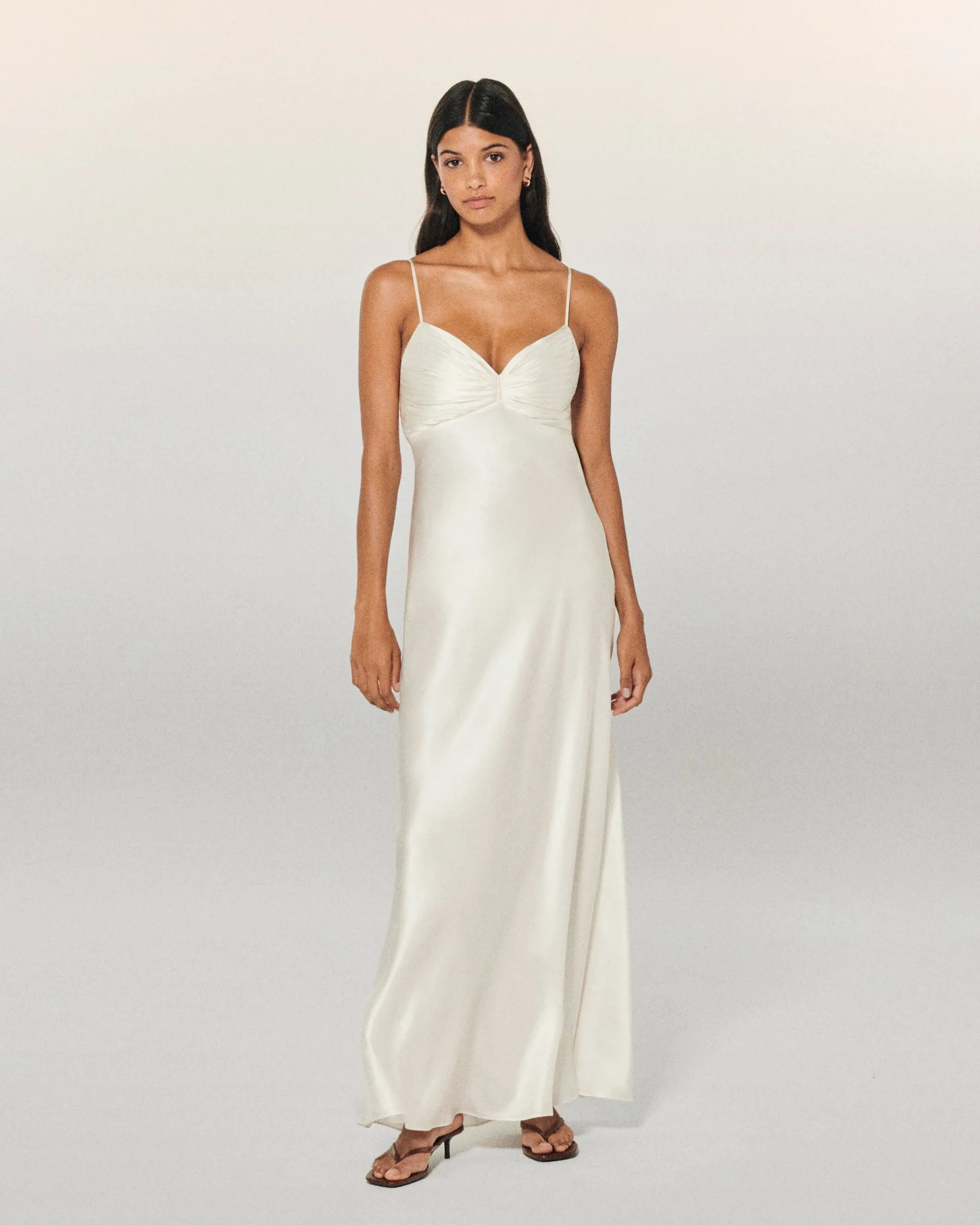 FROM FUTURE Robe Longue Bretelle Rosa Ecru Hot