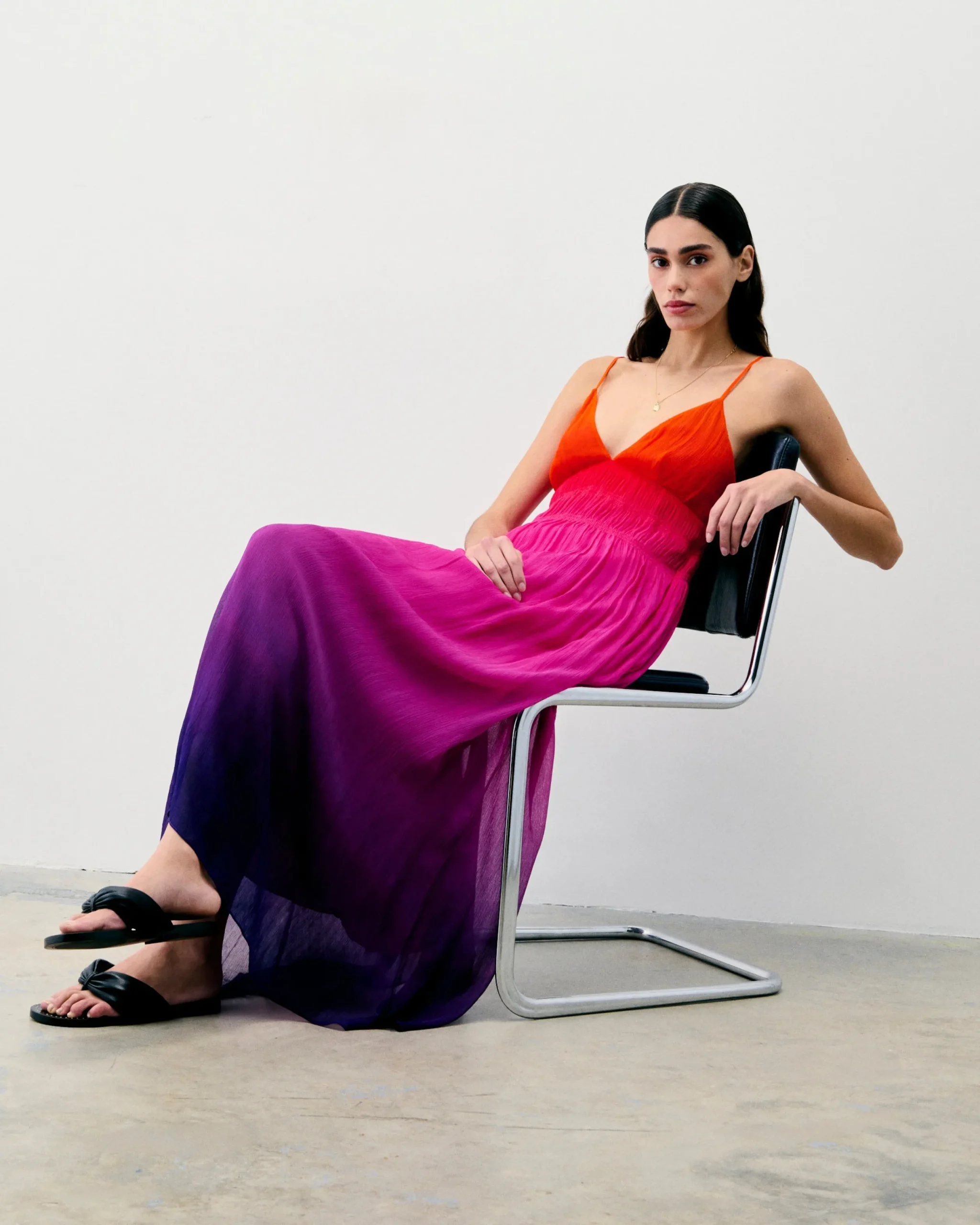 FROM FUTURE Robe Longue Bretelle Sofia BlurrySunset Flash Sale