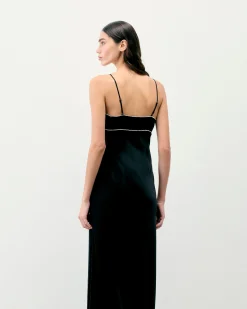 FROM FUTURE Robe Longue Bretelle Tess Noir Flash Sale