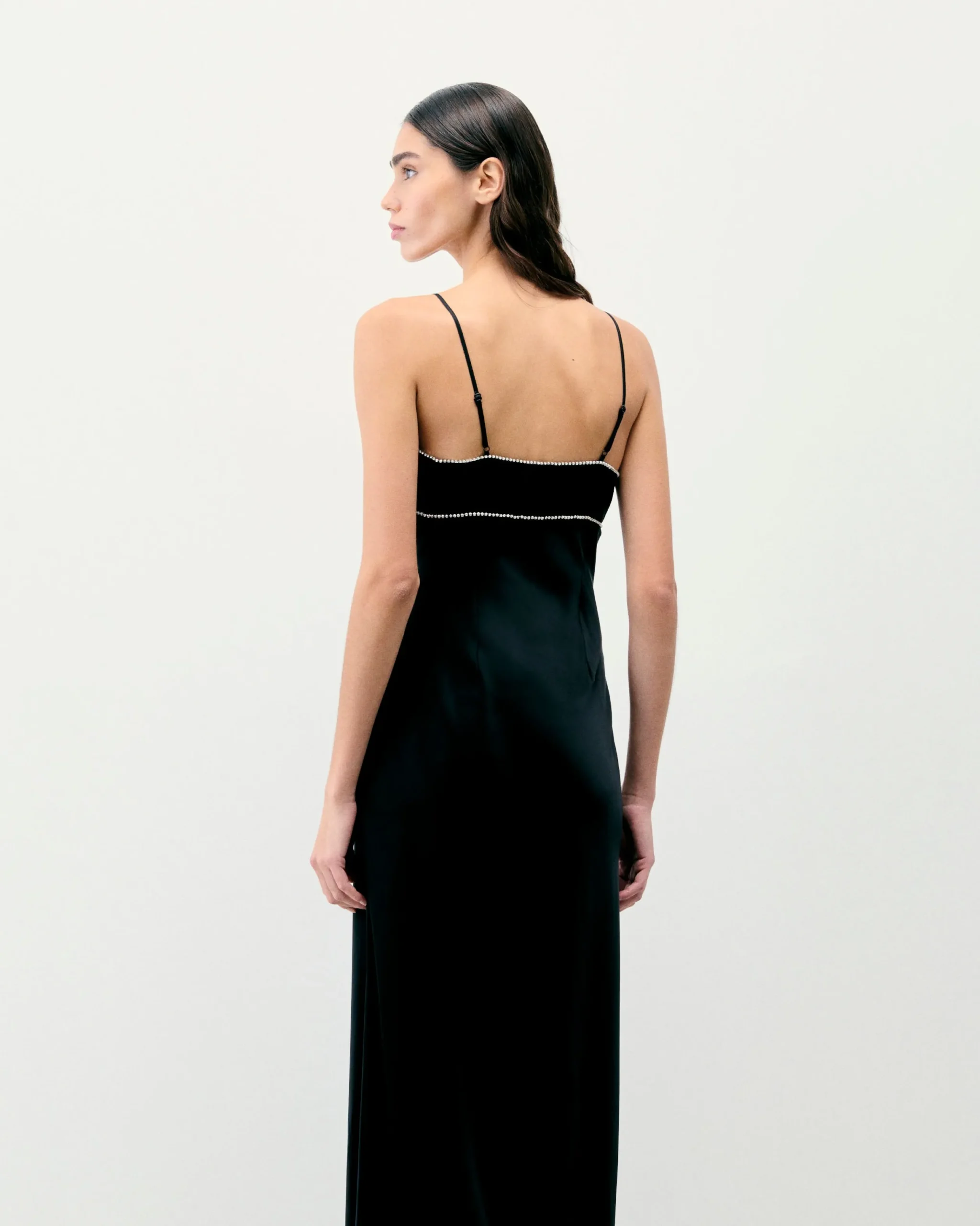 FROM FUTURE Robe Longue Bretelle Tess Noir Flash Sale