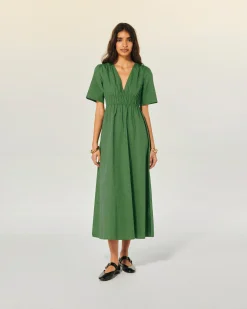 FROM FUTURE Robe Longue Manche Courte Gianna Kaki Hot