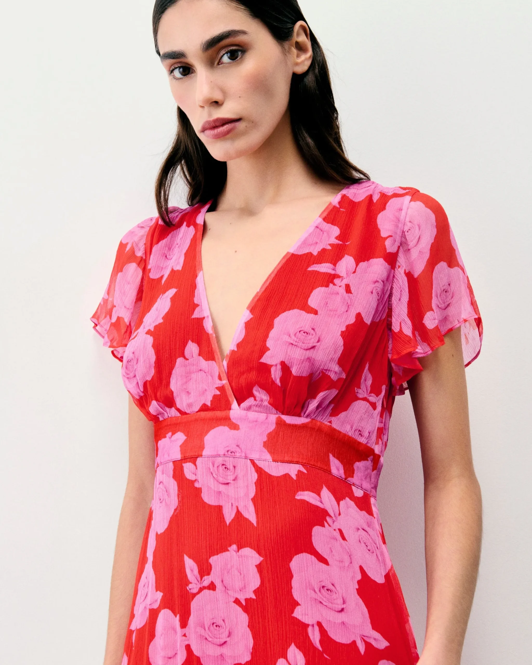 FROM FUTURE Robe Longue Manche Courte Julia SummerRosesRed Best Sale