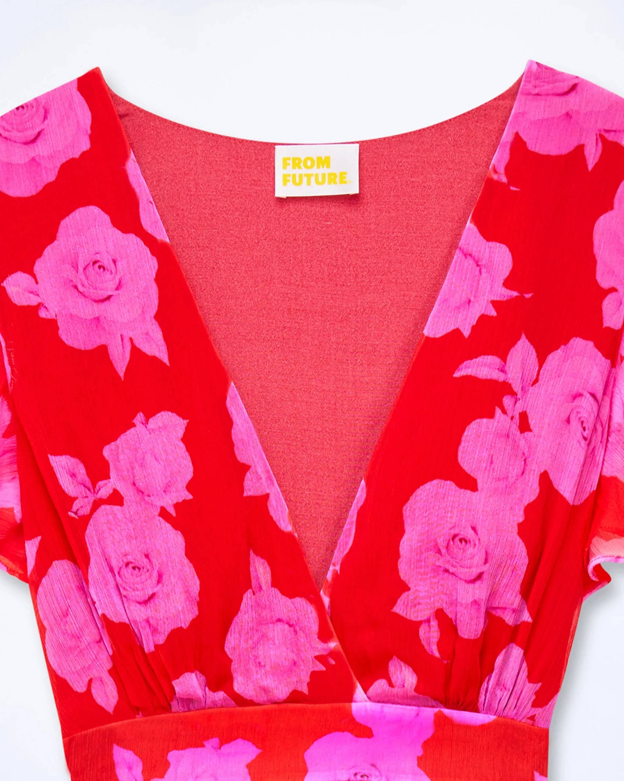FROM FUTURE Robe Longue Manche Courte Julia SummerRosesRed Best Sale