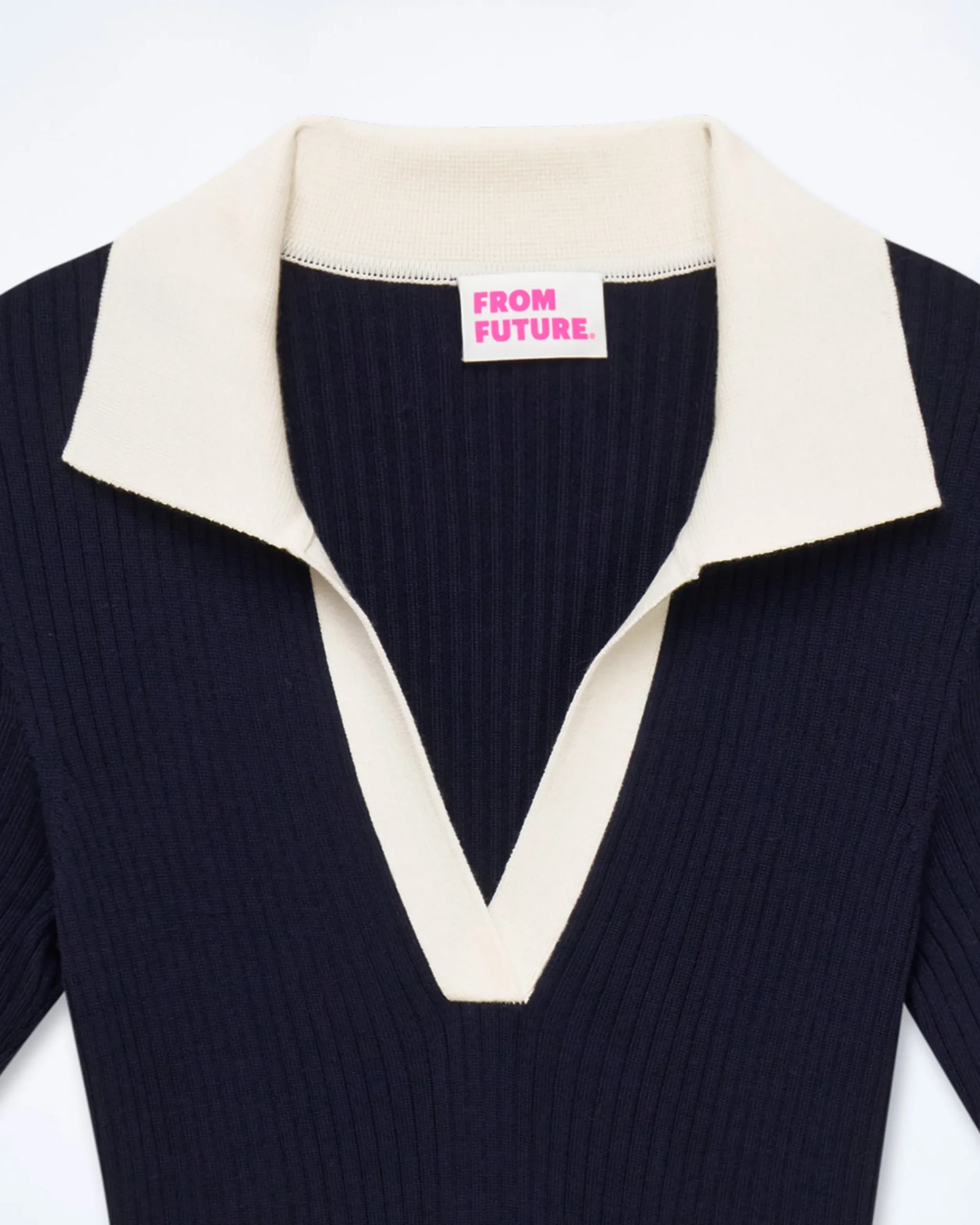 FROM FUTURE Robe Longue Manche Courte Navy Flash Sale