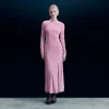 FROM FUTURE Robe Longue Manche Longue Velours Crinkle CrystalPink Hot