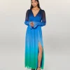 FROM FUTURE Robe Longue Manche Longue Mousseline BlurryOcean Best Sale